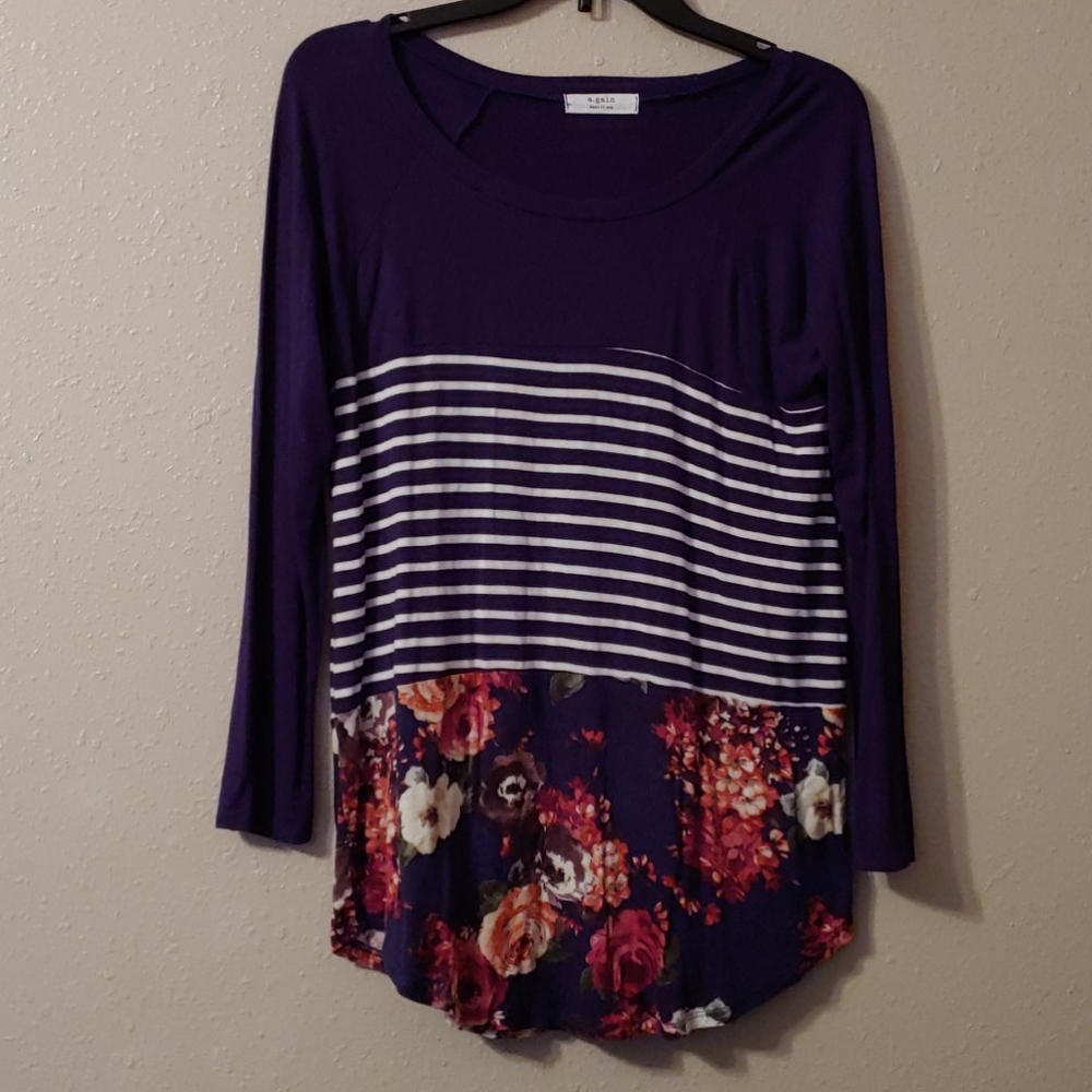 Striped and floral tunic